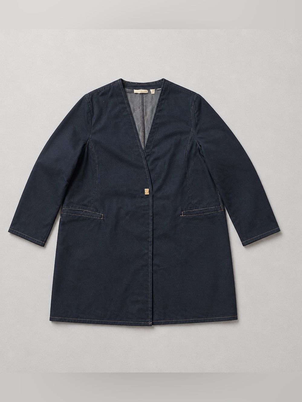 “Chico’s Long Denim Duster Jacket”